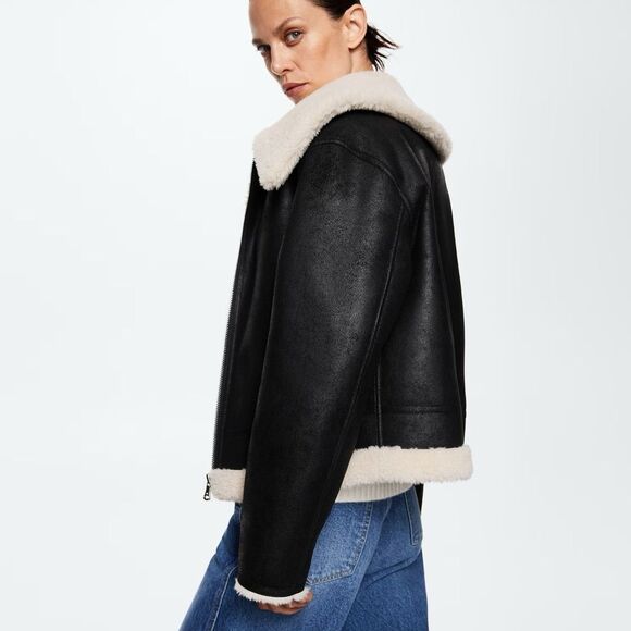 Mango SHEARLING COLLAR JACKET - Picture 9 of 9